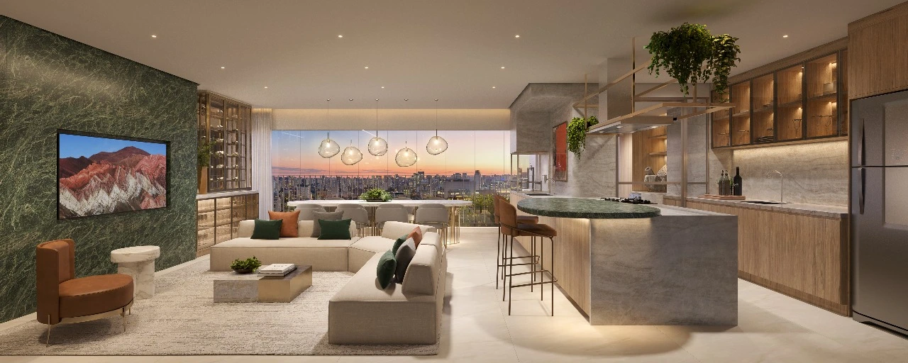 Living do apartamento de 107 m² · Savi